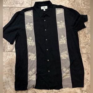 Island Shores Tropical Hawaiian Black and Gray Men's Casual button Shirt